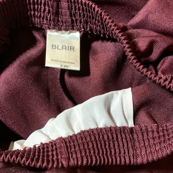 BLAIR-women’s maroon polyester stretch waistband pleated dress pants - Picture 5 of 9